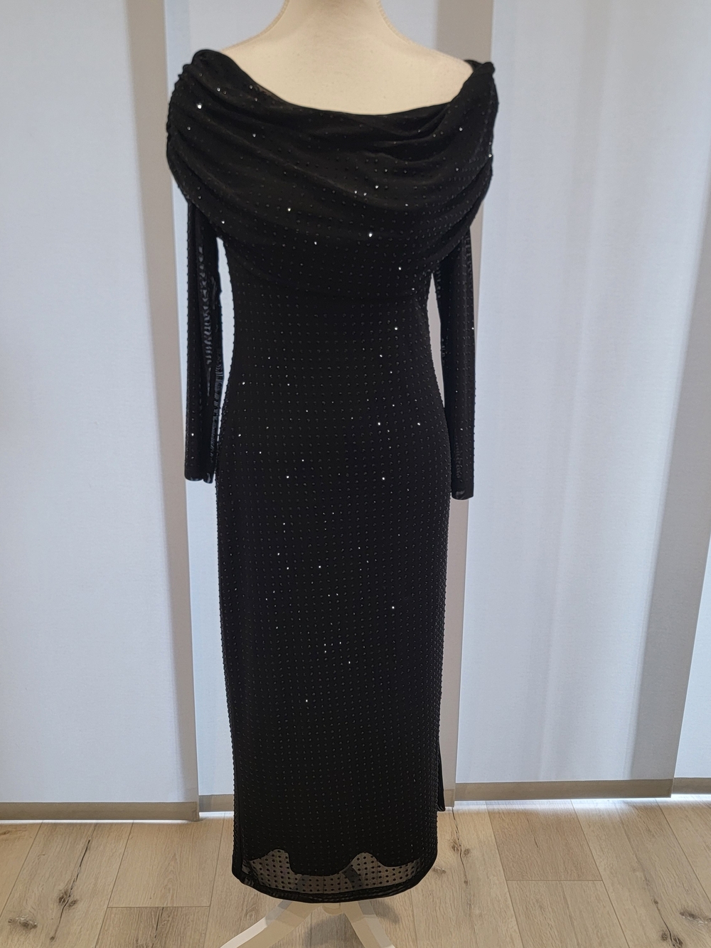 Joseph Ribkoff Elegant Black Off-Shoulder Evening Dress